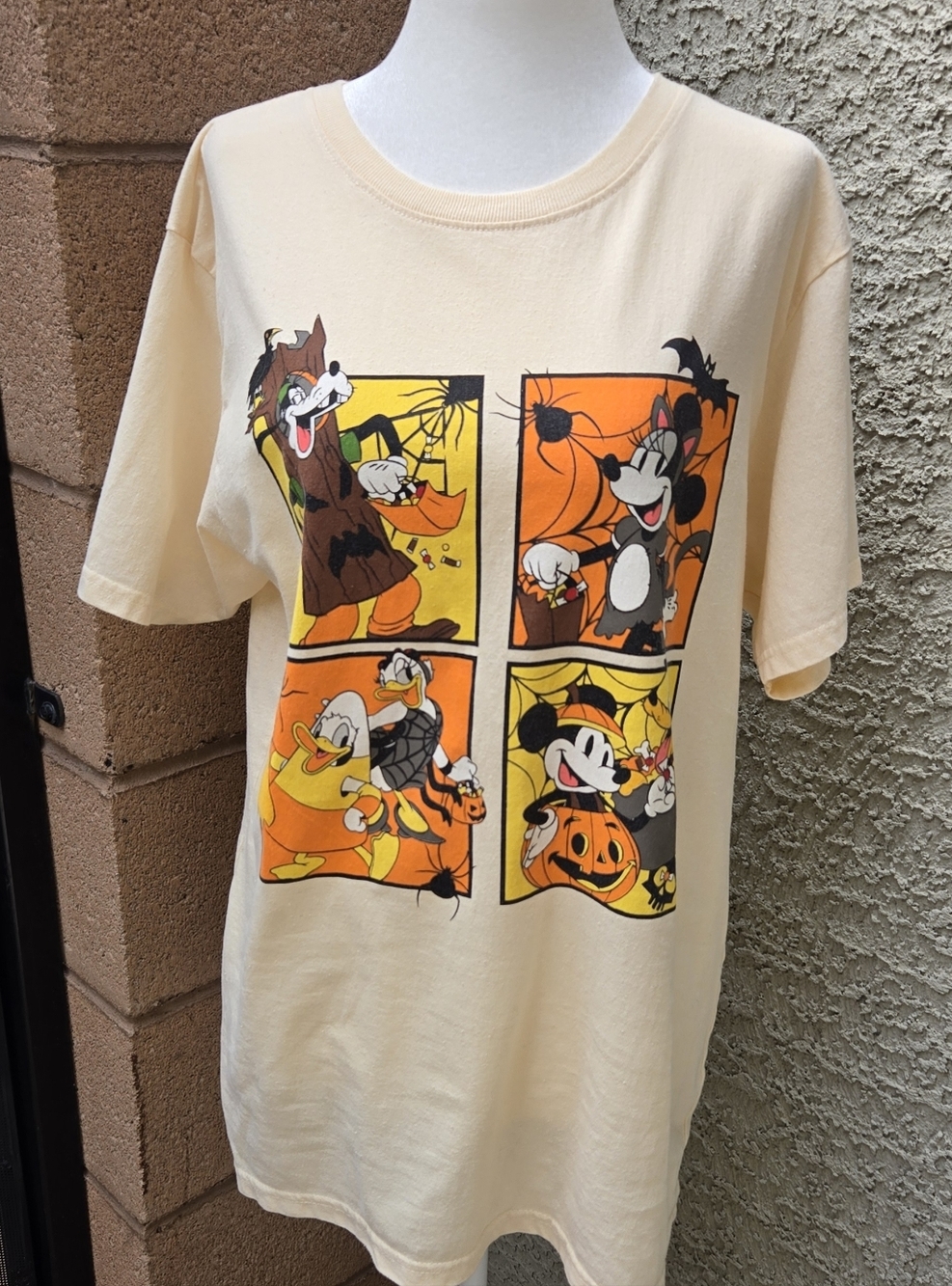 Disney  Halloween Cartoon Panel Tee - Cream/Orange
